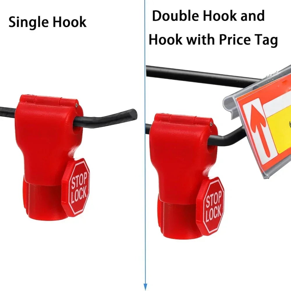 Peg Hook Locks 6mm Plastic Magnet Security Red Stop Lock Anti-Theft Pegboard Display Hook For Retail Shop Shopping Center 100pcs