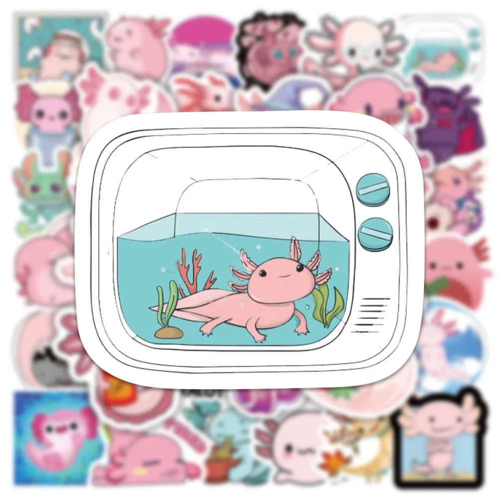 10/30/50pcs Axolotl Cute Animal Cartoon Sticker For Kids Toys Luggage Laptop Ipad Cup Notebook Skateboard Sticker Wholesale 10 30 50pcs cartoon doctor medical appliances series stickers for gifts toys luggage laptop ipad gift journal stickers wholesale