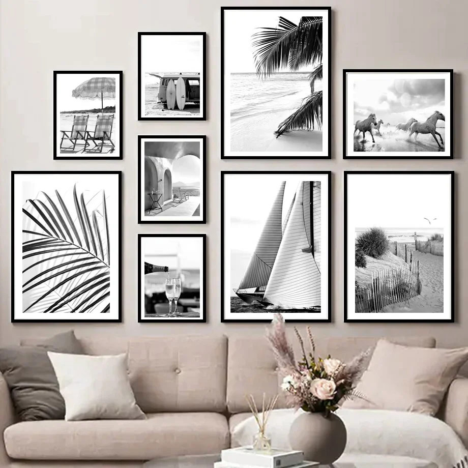 Photo Frame A4 13x18cm 6x8 Black with Nordic Poster Canvas Painting