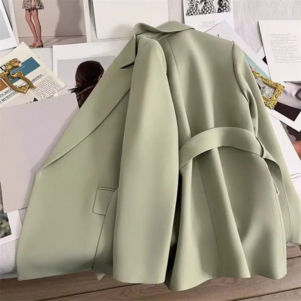 

Lightweight Business Coat Formal Business Style Women's Suit Coat with Belted Waist Slim Fit Long Sleeve Office Coat for Ol