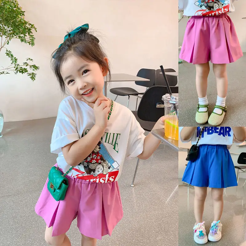 

2023 Summer Girls Shorts Soft Cotton Girls Kids Pants Casual Beach Shorts Pants Kids Children Pants for Age 3-11 Years L95