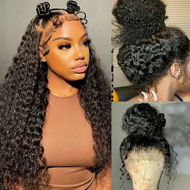 

360 Lace Frontal Human Hair Wigs Kinky Curly 4C Edges Baby Hair Natural Hairline Brazilian Lace Front Wig Remy Hair For Women