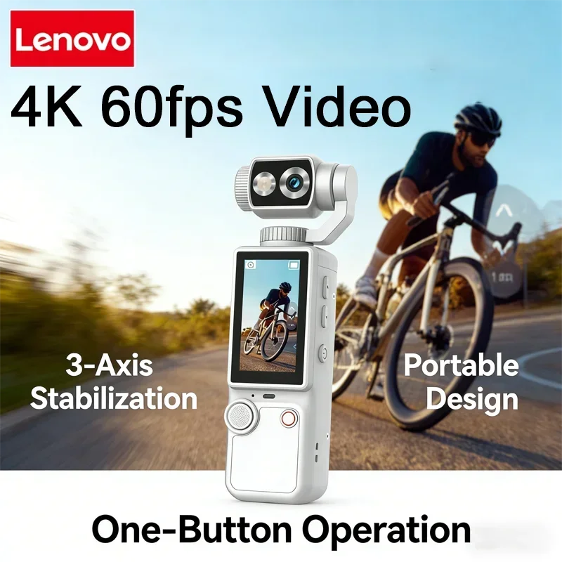 레노버 4K HD WiFi 핸드헬드 웨어러블 카메라 미니 여행용 야외 휴대용 레코더 포켓캠 오토바이 및 브이로그용 2026