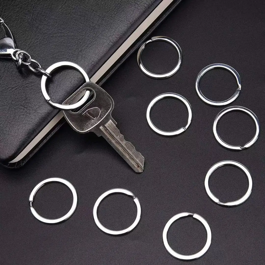 100Pcs Key Ring Top Silver Color Key Chain Flat Rings for Keychain Round 25mm Diy Split Keyrings Jewelry Llaveros Hombre Chaveir