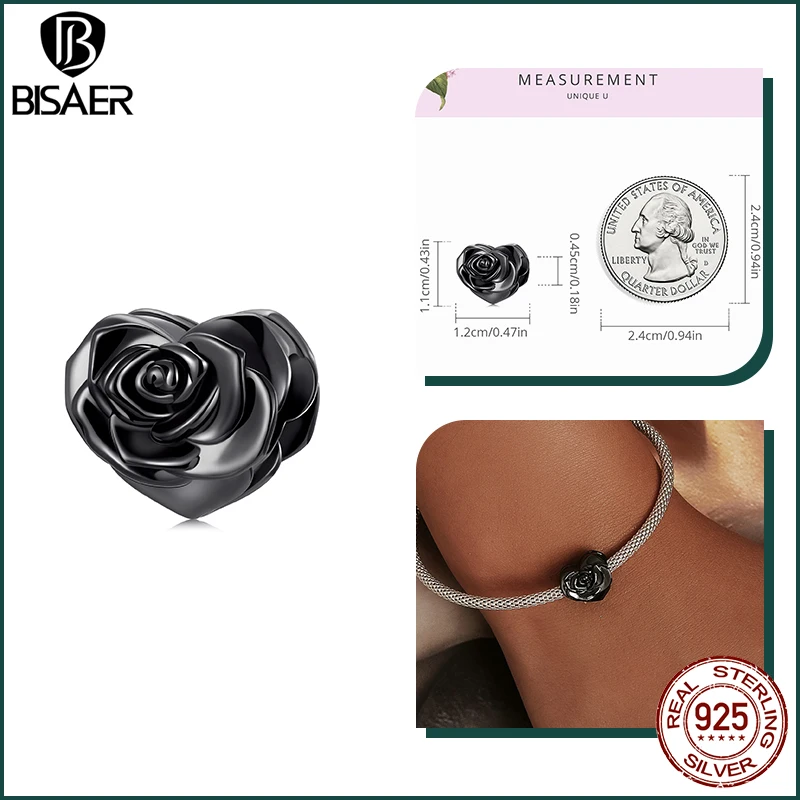 BISAER 925 스털링 빈티지 고양이 매력 구슬 이집트 고양이 신 백조 펜던트 도금 블랙 골드 맞는 여성 DIY 팔찌 파인 쥬얼리