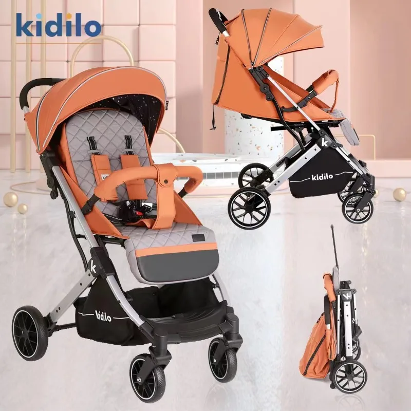 Stroller can sit and lie down, lightweight foldable stroller, multifunctional portable stroller