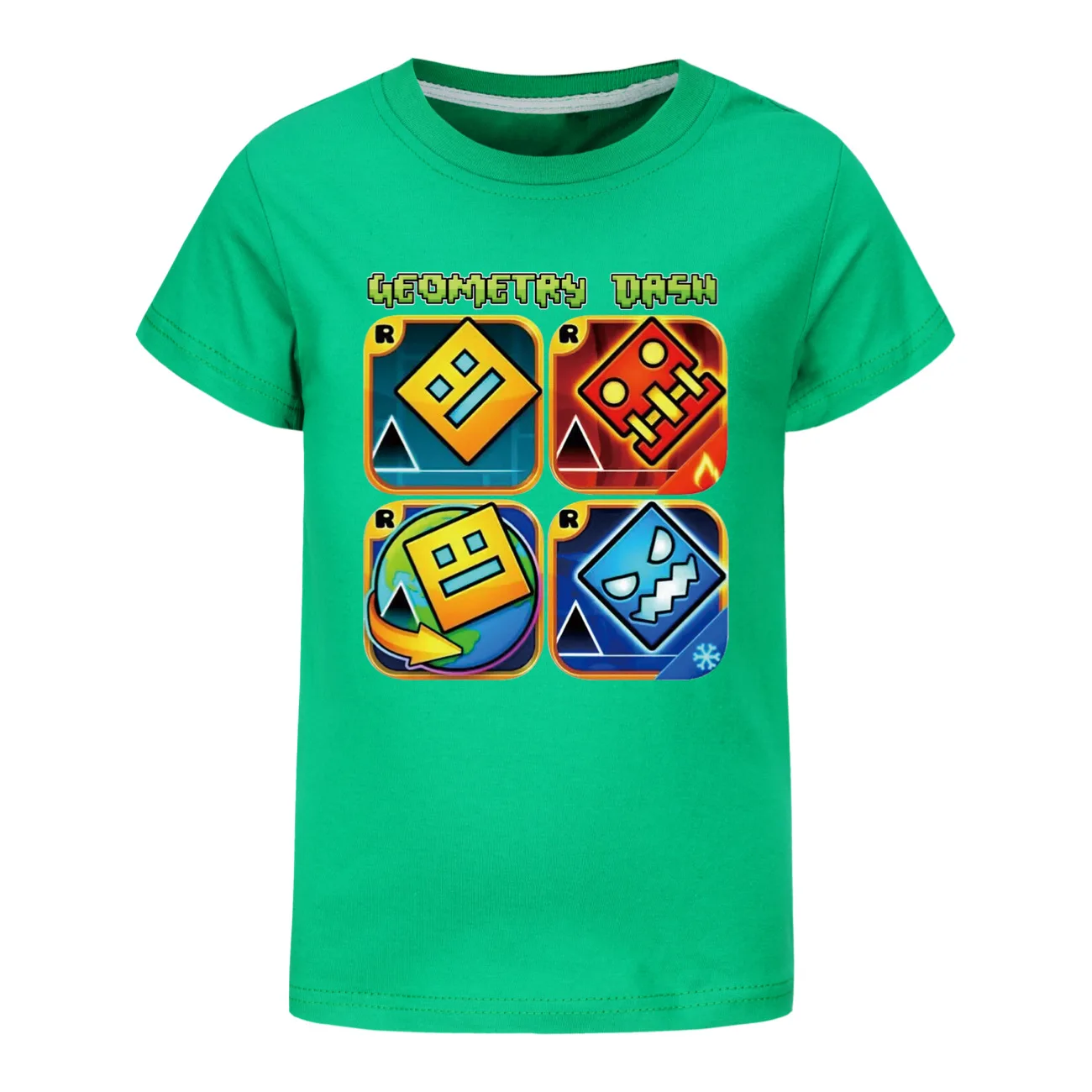 Kids Cartoon Harajuku Tops Tees Geometry Dash 3D Print T-shirt Summer Boys Girls O-neck Short Sleeve T Shirt Children Clothing 3
