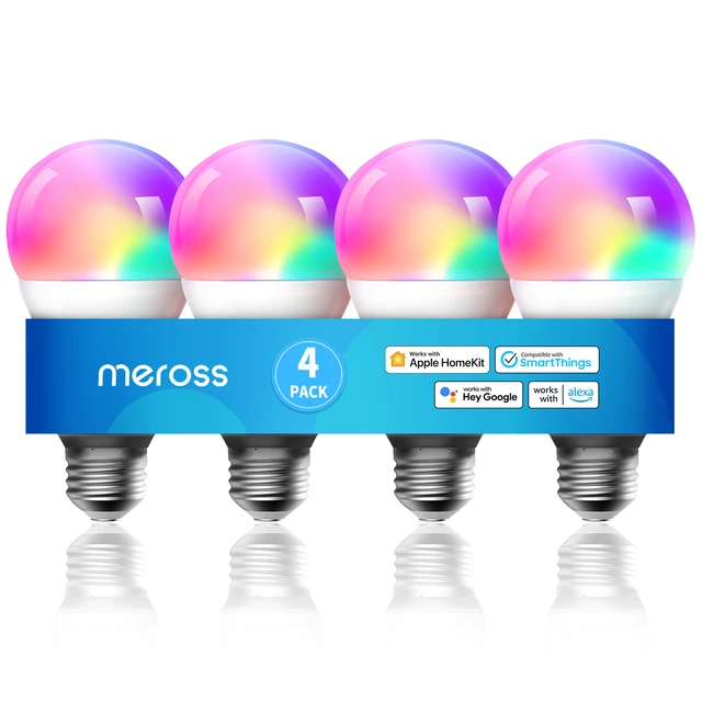 meross Bombilla inteligente, bombillas LED WiFi inteligentes compatibles  con Apple HomeKit, Siri, Alexa, SmartThings, regulable E26 Multicolor