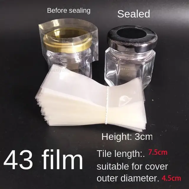 200Db/ Tétel Pvc Átlátható Hő Zsugorodó Sávok Üveg Palack Sapkákhoz, Átmérőjű 45 Mm/ Magasság 30 Fektetett Sík Szélesség 75 Mm