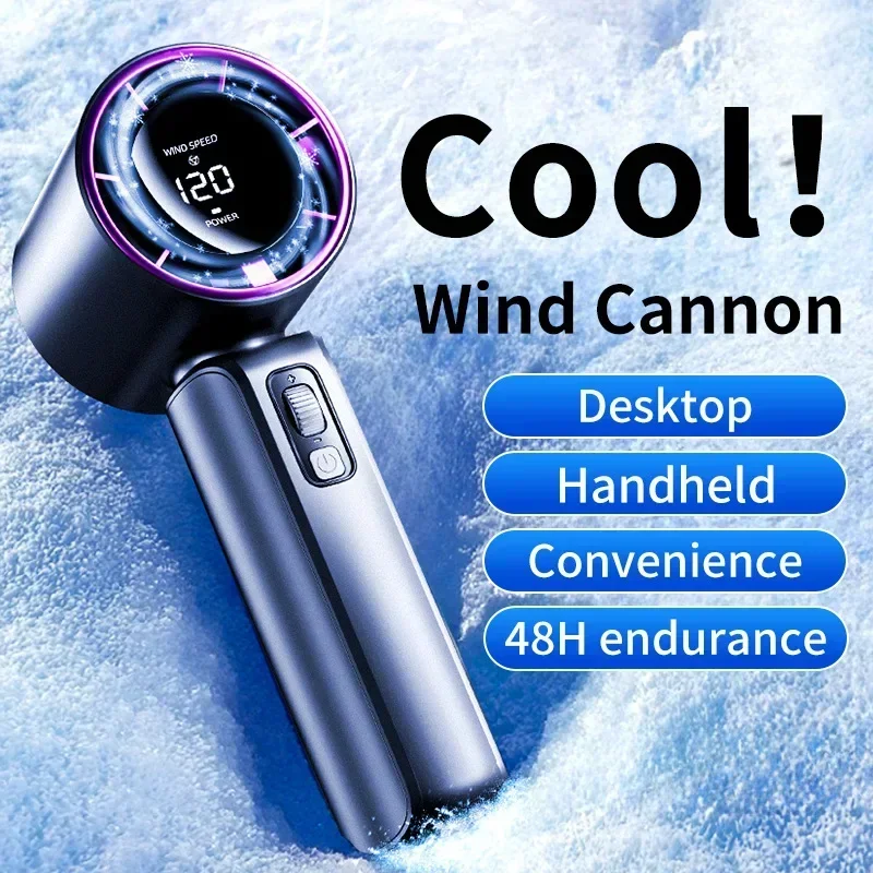 New Handheld Fan Usb Mini Portable Charging High Speed Turbo Fan Desktop Digital Display Strong Wind Force Small Electric Fan