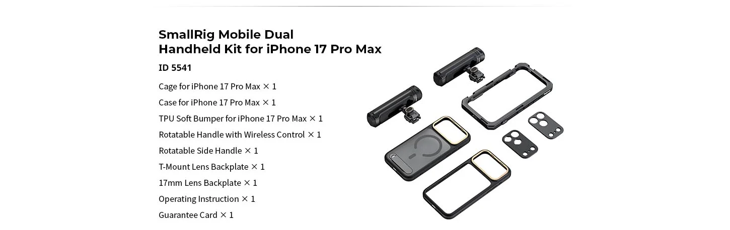 Mobile Dual Handheld Kit for iPhone 17 Pro /Pro Max w Rotatable Wireless Handle