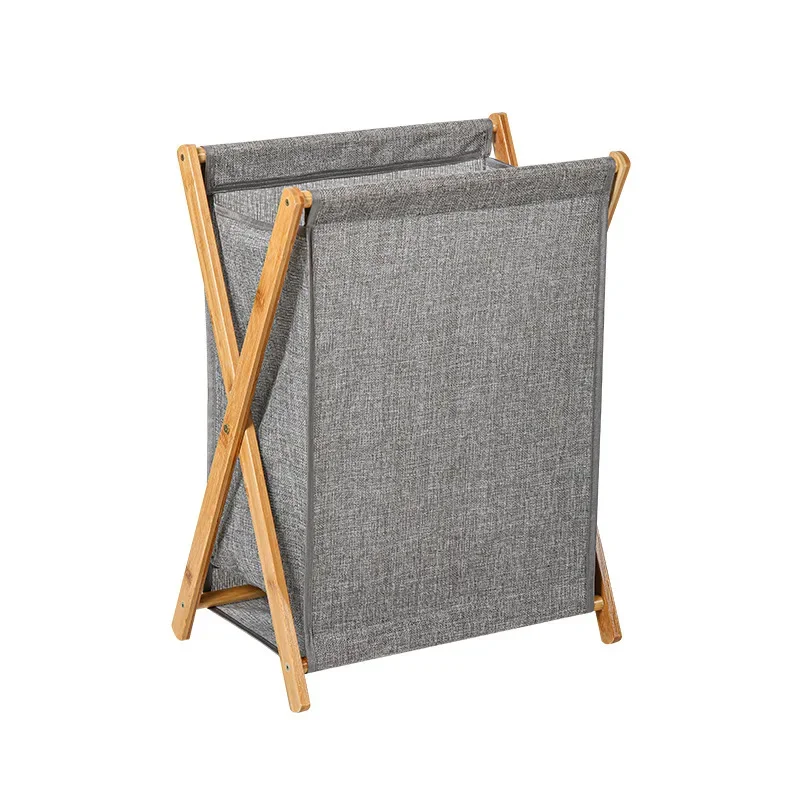 

Practical Laundry Basket Fast Folding Bamboo Bracket Storage Baskets Storage Items Skin-friendly Breathable Clothes Basket