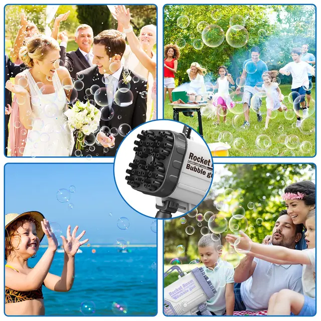 64 Holes 2022 New Automatic Machine Bubble Electric Gun Bazooka Kids Toy Gatling Bubble Summer Outdoor Water Toy for Children 4