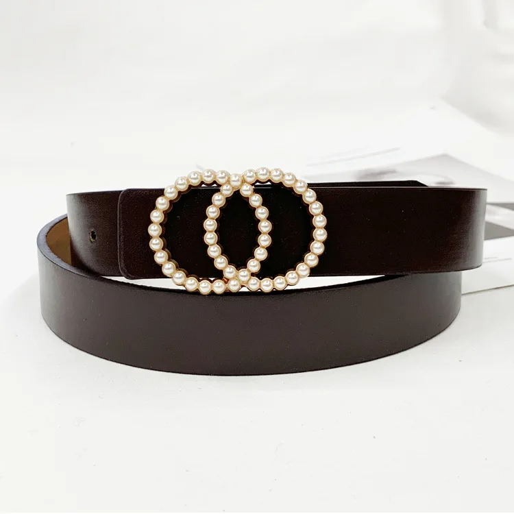 Pearl Studded Buckle Luxury Leather Belts 6