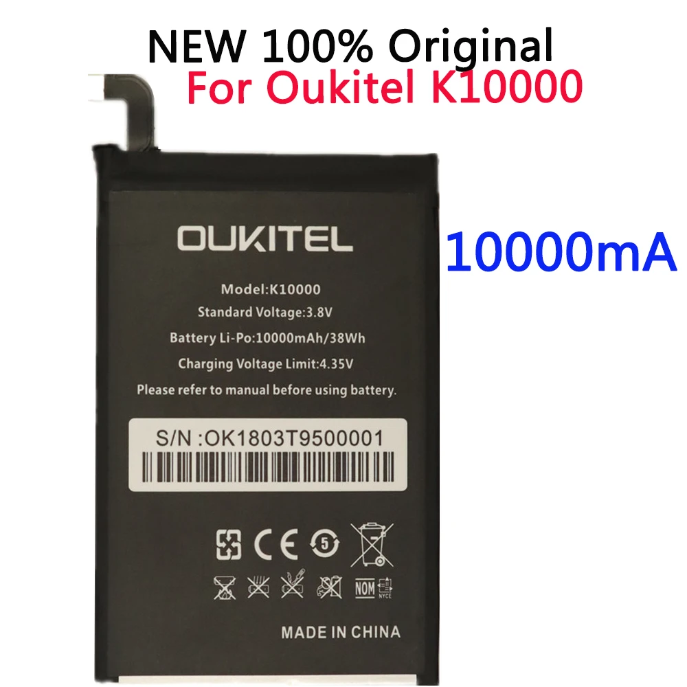 

100% Original 10000mAh Mobile Phone Battery For Oukitel K10000 Batterie Real Capacity Replacement Batteries