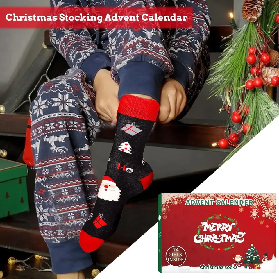 24 Pairs Christmas Sock Advent Calendar 2025 Unisex Socks