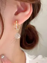  New Style Genuine Gold Electroplating Silver Needle Zircon Mesh Earrings Ins Luxury Design Earrings Temperament Fashion Jewelry 