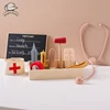 Baby Simulation Doctor Toy Wooden 3D Medical Box Montessori Stethoscope Thermometer Play House Toy Educational Toy Children Gift 1