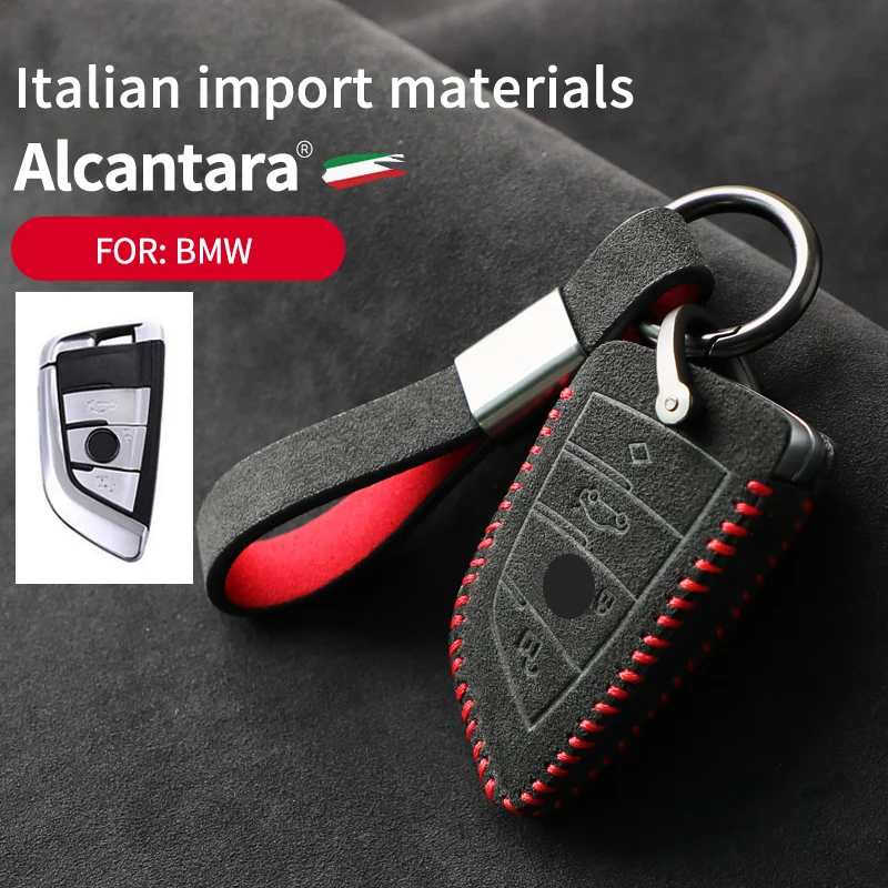 

for BMW F10 F15 F16 F20 F30 F48 G30 Z4 M5 X1 X2 X3 X4 X5 X6 X7 series 1 3 5 2 7 6 Alcantara suede key case