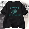 Awake But At What Cost T-Shirt Women Men Retro Funny Raccoon T Shirt Vintage Trash Panda Tshirt Funny Cotton Short Sleeve Tees 3