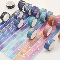 12/24/48 rolls Gold Foil Starry Sky Washi Tape Set- Premium Adhesive Stickers For Scrapbooking, Crafting & Holiday Party Decor 2