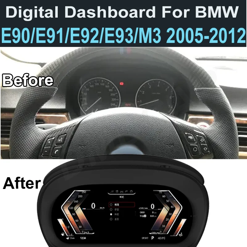 Car Virtual Cockpit LCD Digital Dashboard Panel Instrument Cluster Speedometer For BMW 3 E90 E91 E92 E93 2005-2012