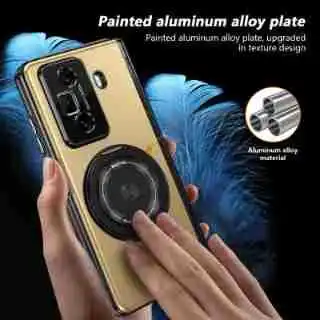 Gold Rotating Foldable Phone Case with Stand and Anti-Drop Protection