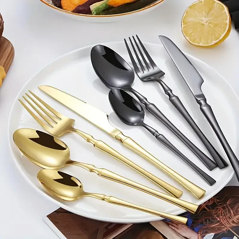 4/6/16/24pcs Silver stainless steel cutlery 3