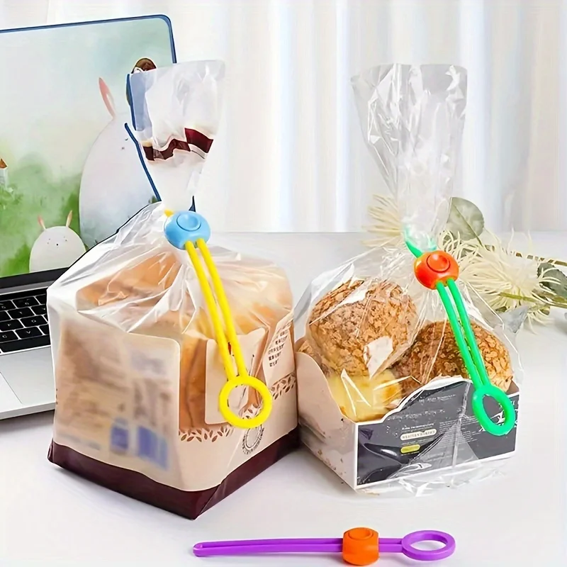 20Pcs 식품 가방 밀봉 클립, 실리콘 식품 가방 밀봉 스트랩, 재사용 가능하고 조절 가능한 클립 실러, 다양한 플라스틱에 적합