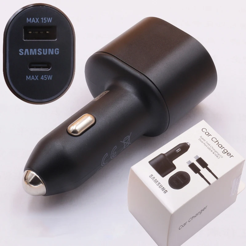 60W Super Fast USB-C Car Charger with Dual Outputs and Charging Cable