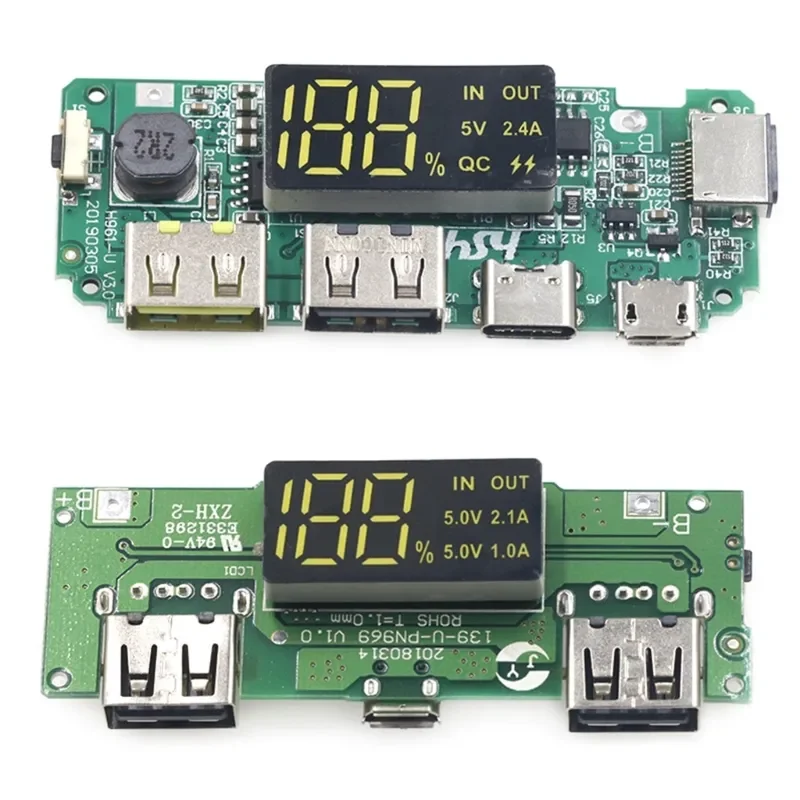 

5V 2A /5V 2.4A Dual USB/Type-C /Micro USB Mobile 18650 lithium battery digital display Charging Module Board