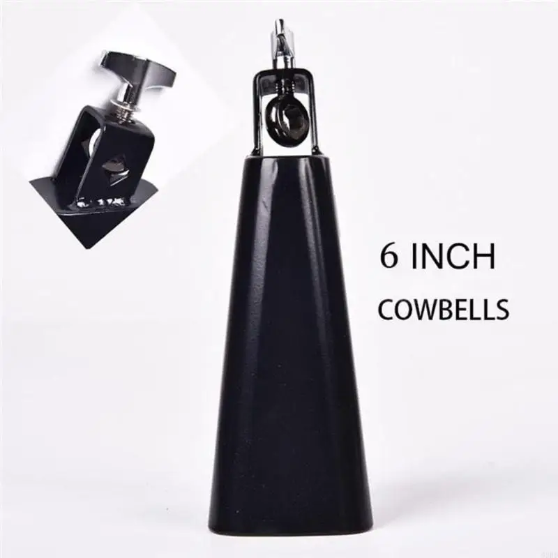 Komplettes Drum Cowbell-Klemmen-Set inklusive 6-Zoll-Metallglocke, zwei Bürsten und Holztrommelstock für Percussion-Zubehör 69HD – Detail 5