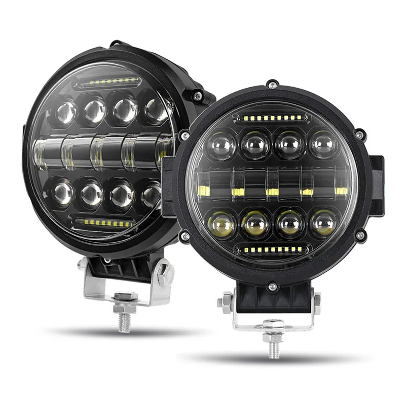 

7" LED Offroad Work Light Bars 60W Round Bumper Driving Lamp Headlight With Mounting Brackets For Truck Pickup Car Tractor ATV.