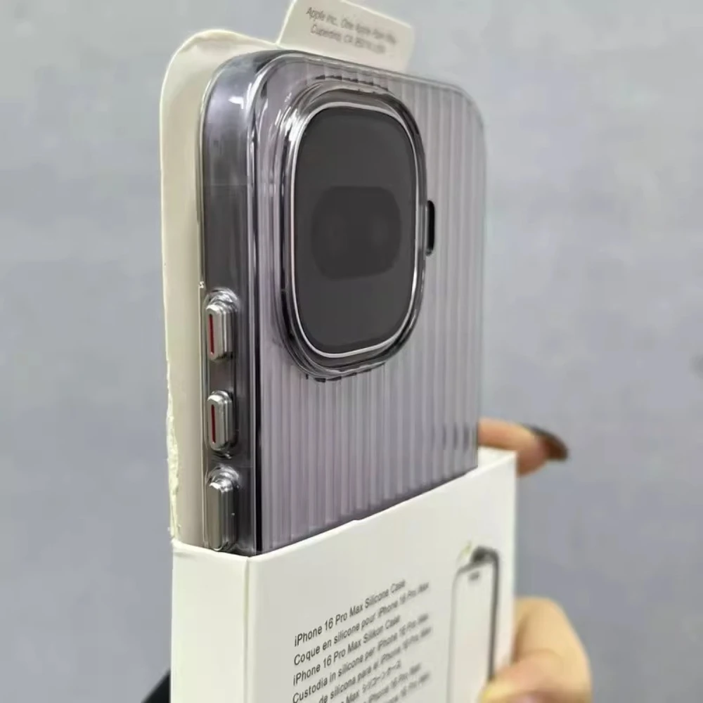 Clear Corrugated Pattern Magnetic Anti-Fall Protective Phone Case with Hard Shell Bumper