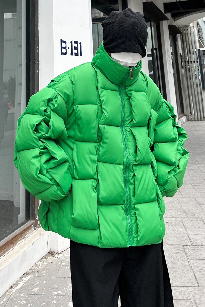High-End Friend Street Down Cotton-Added Jackets Men's Fashionable Warm Stand-up Collar Long Sleeve Thickened Warm Coat