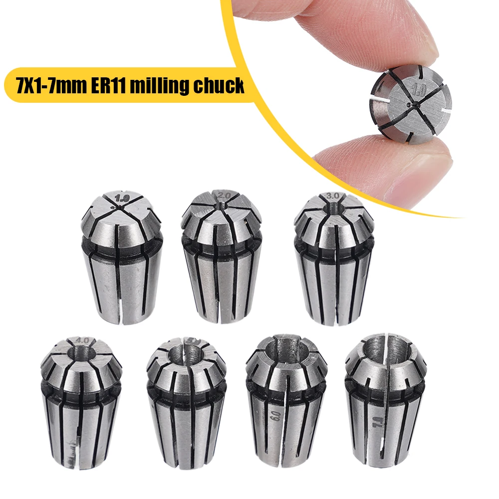 ER11A 5mm Motor Unner Diameter Extension Rod +7x 1mm-7mm ER11 Milling Spring Chuck Shaft Holder for CNC Lathe Engraving 8Pcs/Set
