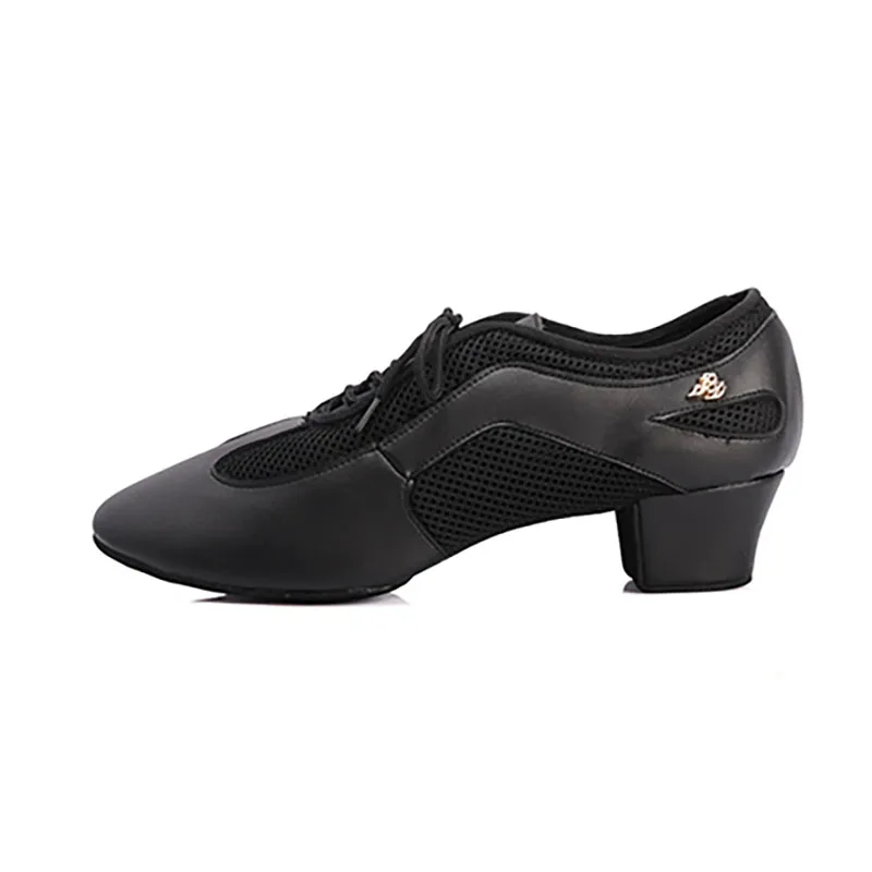 Women Teaching Dance Shoes AM2  Low Heel Latin Standard Training Split Sole Genuine Leather Elastic Mesh Fabric Dancing Shoe 6