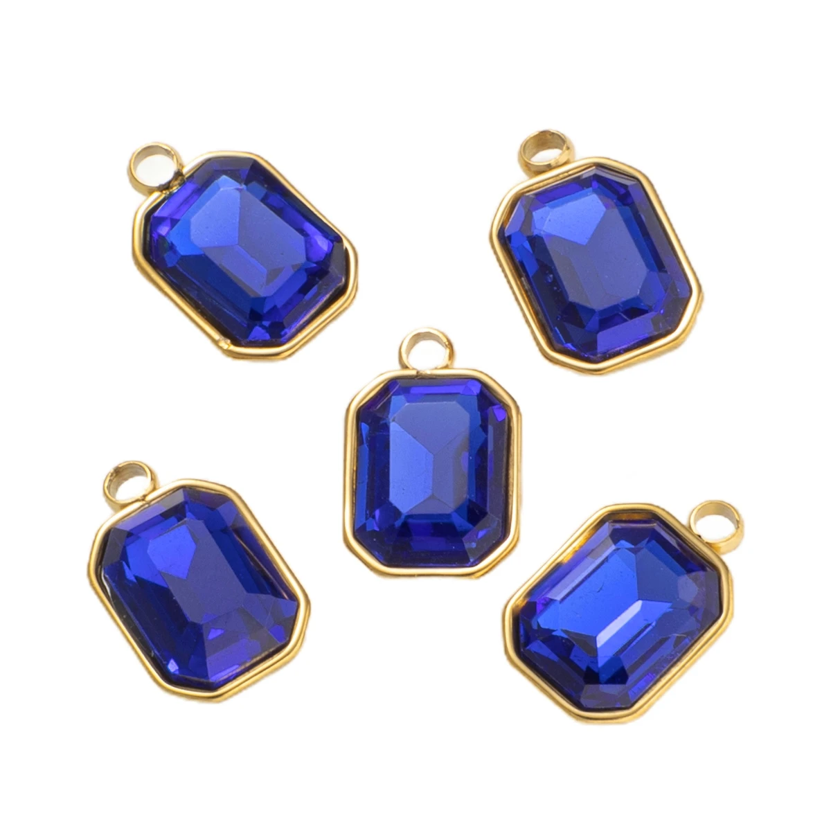 5 Stück rechteckige Anhänger, Perlen, Charms, Kristallanhänger, Strass-Tropfen-Schmuckzubehör für Frauen, DIY-Halskette, Schmuckherstellung – Detail 5