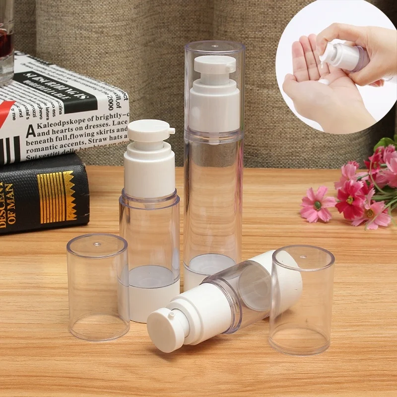 

15ml 30ml 50ml 80ml 100ml Plastic Vacuum Spray & Pump Lotion Refillable Bottle Travelling Cosmetic Packaging Empty Airless Case