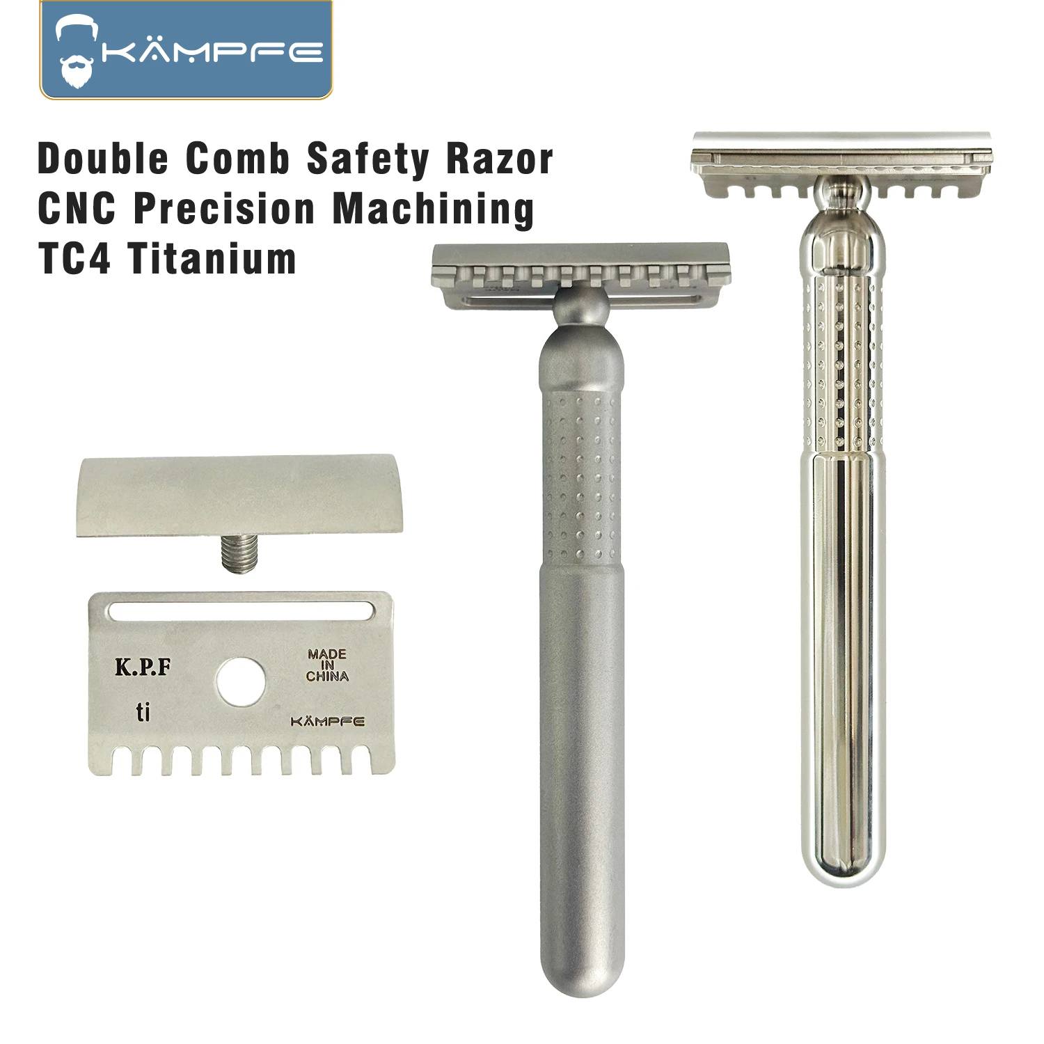 KAMPFE TC4 Titanium Double Comb Safety Razor CNC Precision Machining ...