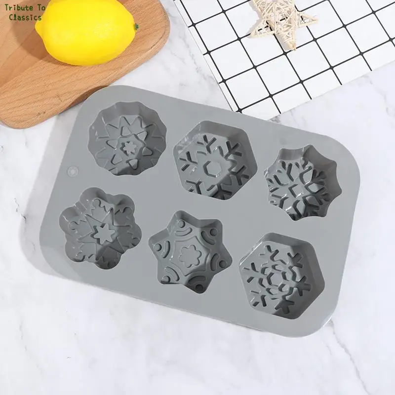 1PC Snowflake Shape Soap Silicone Mold Christmas Aroma Gypsum Plaster Crafts Mould Snow Silicone Soap Candle Molds