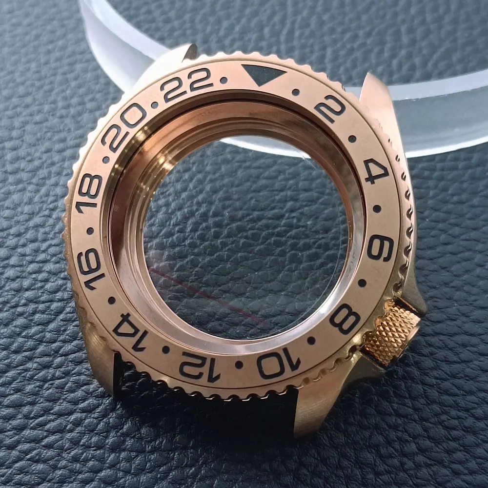 42mm Gold/Rose Gold Steel Watch Case with Sapphire Glass and 22mm Strap