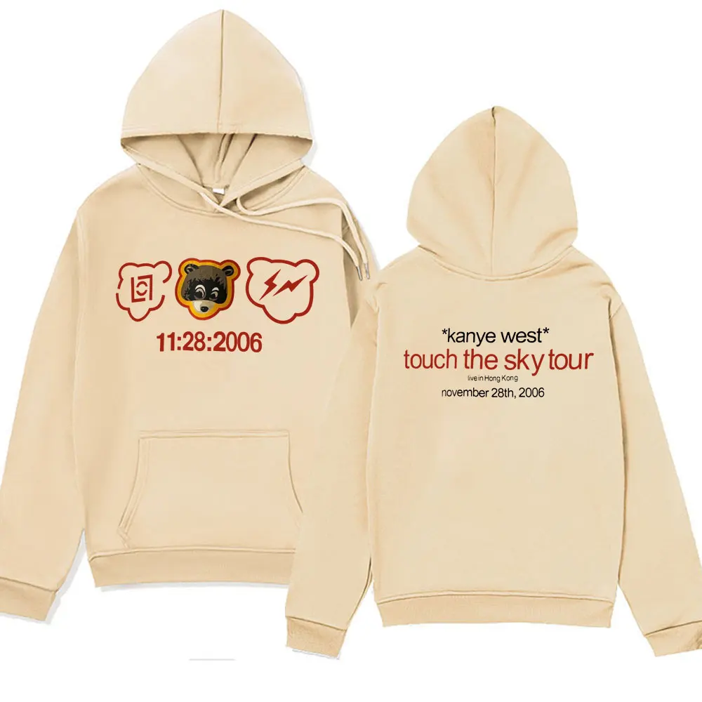 Rapper Kanye West The College Dropout Album Music Touch The Sky Tour Graphic Print Hoodie Fashion Hip Hop Hooded Sweatshirts