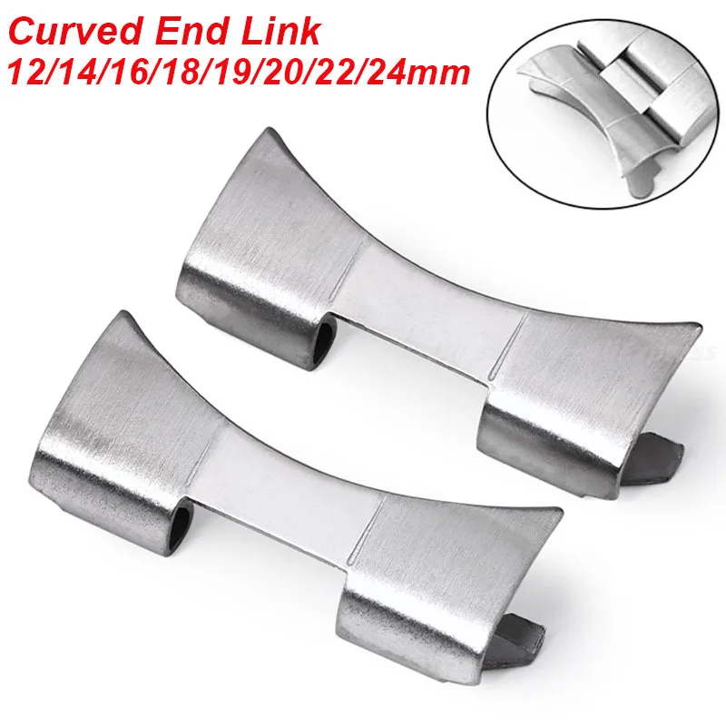 Curved End Stainless Steel Strap Adapter for Watch Bracelet Links (Multiple Sizes Available)