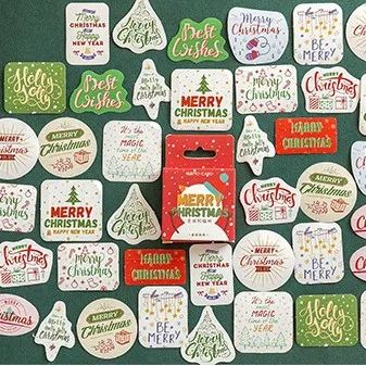 Festive Christmas Santa Claus Decorative Stickers - 45PCS for DIY Scrapbooking & Album Decoration