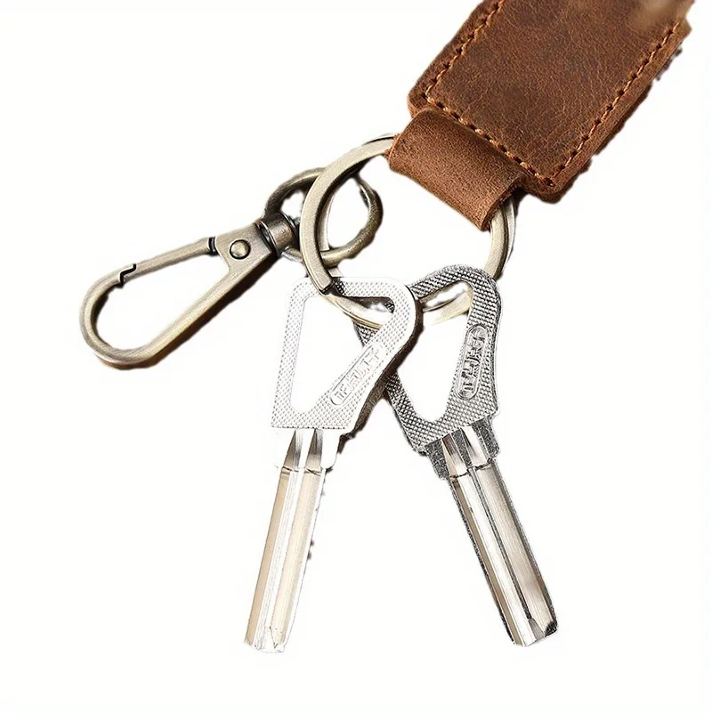 Vintage Leather Keychain - Premium Car Key Fob Accessory