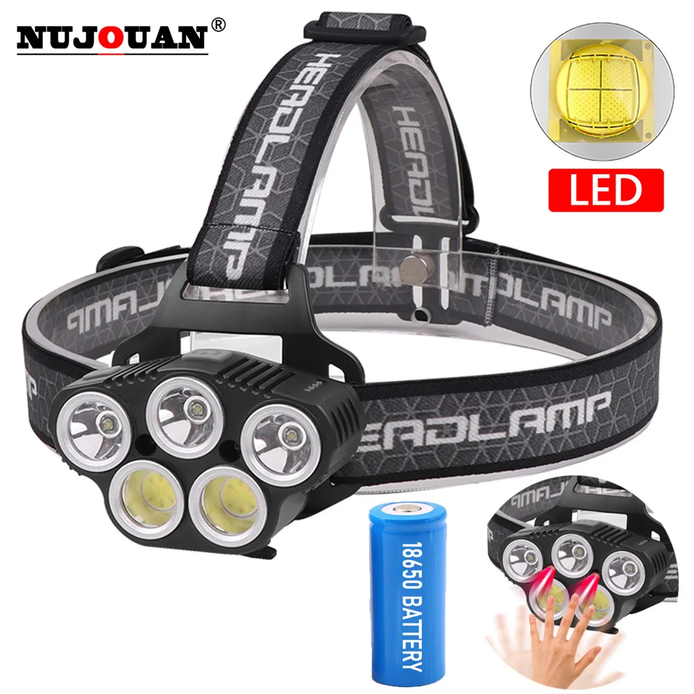 

Новый USB Перезаряжаемый фонарь с датчиком освещенности, яркий водонепроницаемый налобный фонарь XPE + COB, индукционный налобный фонарь светодиодный для кемпинга