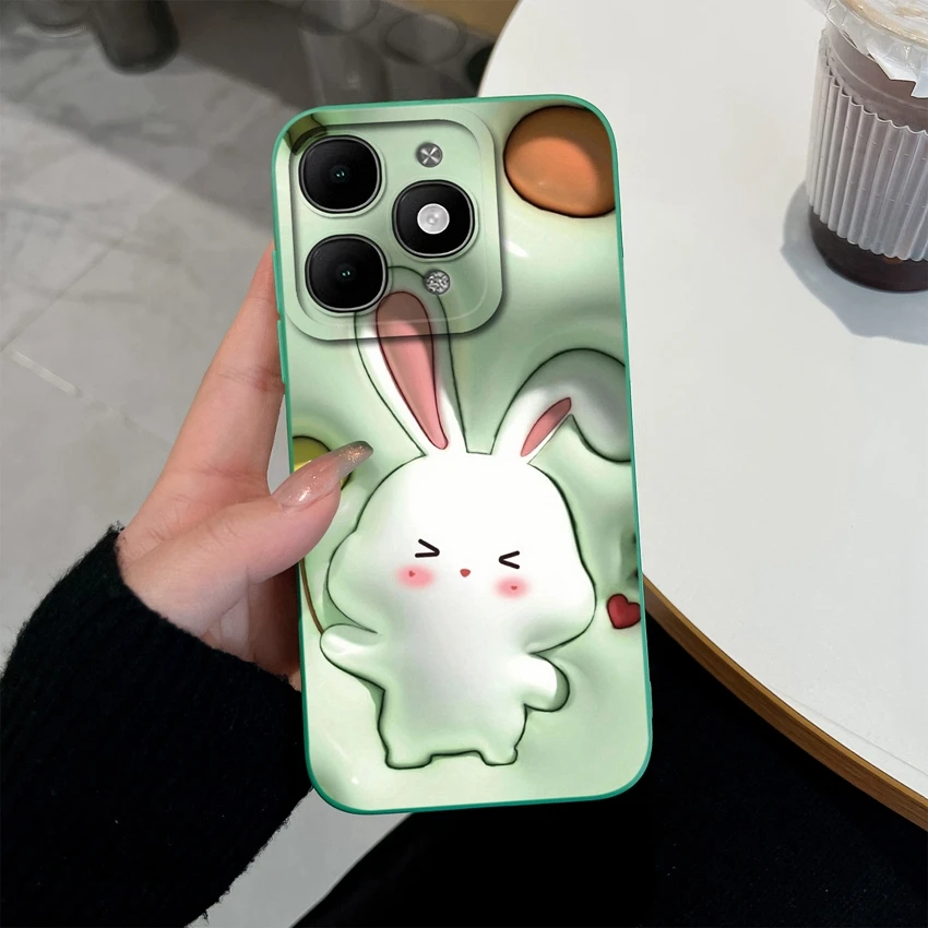 Pretty Floral Liquid Silicone Shockproof Phone Case with Screen Protector