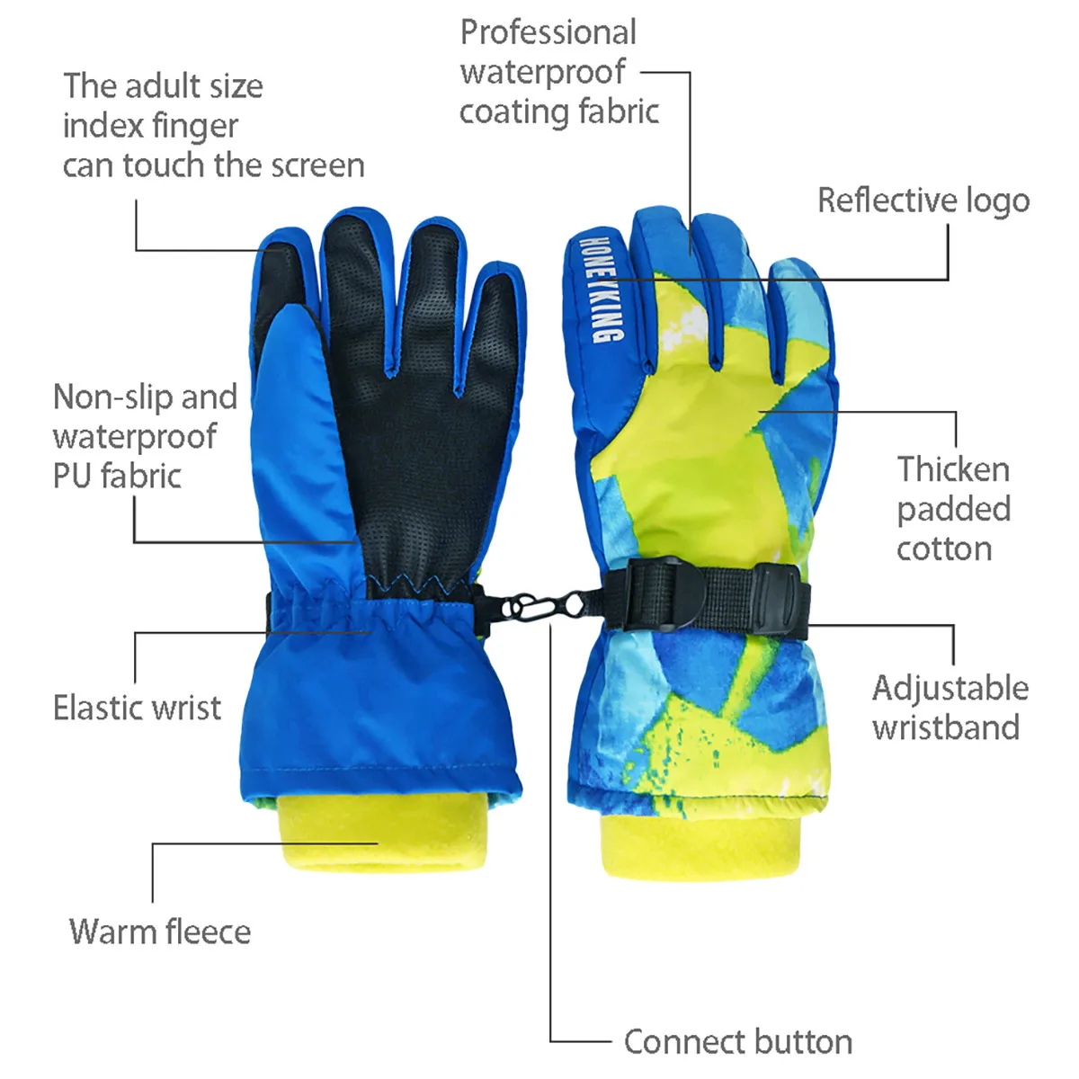 HONEYKING Kids Winter Ski Gloves Waterproof Warm Padded Mitten For Girls Boys Outdoor Skiing Cycling Windproof Snowboard Gloves cycling gloves winter gloves ski gloves