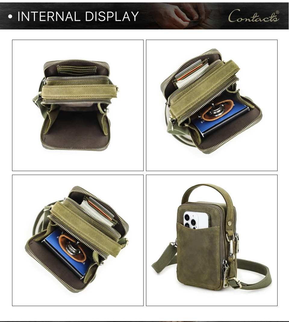 CONTACT'S männer Tasche Designer Echtes Leder Männer Kleine Schulter Tasche Vintage Umhängetasche Messenger Männlichen Geldbörse Telefon Taschen Handtasche – Detail 19